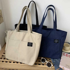 Canvas Shoulder Bag for Women Washable Student Casual Tote Teen Girl Schoolbag