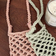 Polyester Cotton Shoulder Bag Knitting Hollow Out Crossbody Purses
