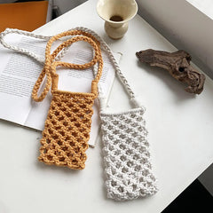 Polyester Cotton Shoulder Bag Knitting Hollow Out Crossbody Purses