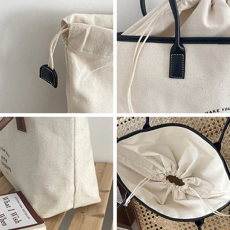 Summer Large Capacity Canvas Tote Bag for Female Students