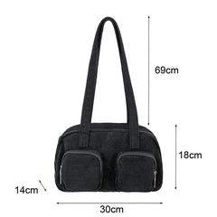 Corduroy Travel Duffel Bag Handbag Casual Tote Large Capacity