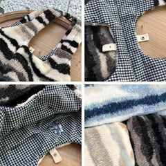 Winter Plush Shoulder Bag Women's Large Capacity Tote Stripe Ink Pattern Fluffy