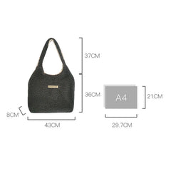 Winter Women Plush Shoulder Bags Solid Casual Tote Girls Handbag