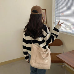 Winter Wool Fluffy Shoulder Bag Large Capacity Cross Body Handbag