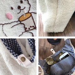 Canvas Tote Purse Shoulder Bag Bear Embroider Handbag