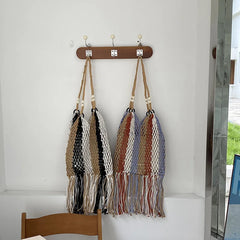 Colorful Summer Beach Bag Woven Knitted Straw Handbag Tassel Shoulder Bags