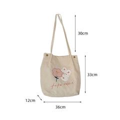 Rabbit Embroidery Handbag Corduroy Shoulder Bag
