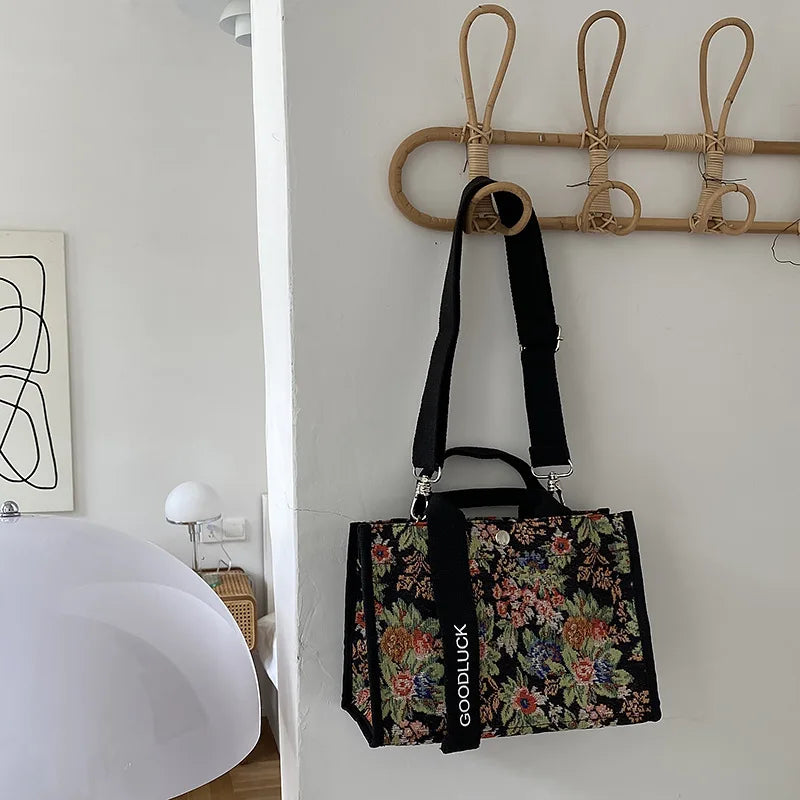 Women Crossbody Bag Striped Shoulder Bags Canvas Tote Handbags