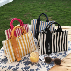 Women Crossbody Bag Striped Shoulder Bags Canvas Tote Handbags
