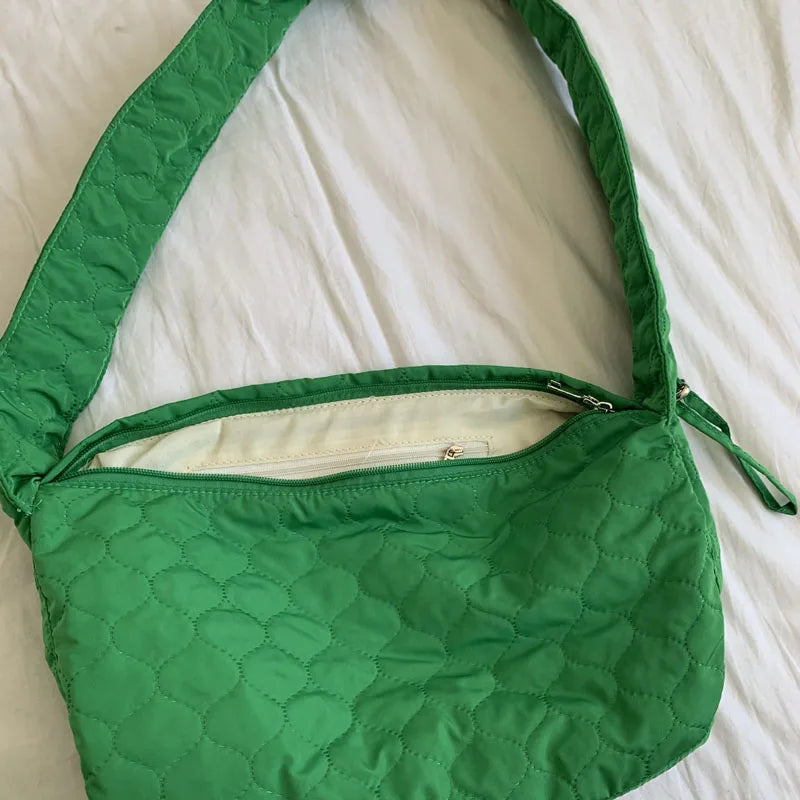 Embroidered Plaid Cloth Shoulder Bag Drawcord Handbag