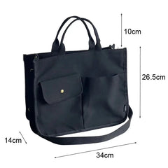 Women Shoulder Canvas Tote Girl Casual Shopper Handbags Retro Solid Schoolbag