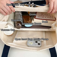 Women Handbag Letter Printing Shoulder Bag Cotton Tote Shopping Canvas Bags