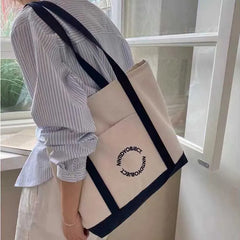 Women Handbag Letter Printing Shoulder Bag Cotton Tote Shopping Canvas Bags