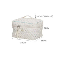Quilted Cotton Makeup Bag Floral Cosmetic Pouch Portable Travel Beauty Case