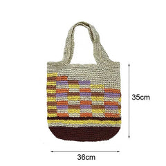 Large Capacity Beach Bag Colorful Shoulder Bags Woven Handbag Straw Casual Tote