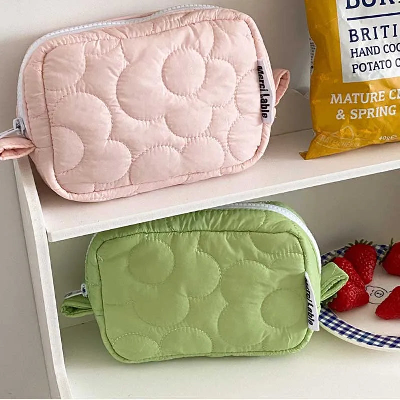 Women's Candy Cosmetic Bag Zipper Quilting Embroidery Handbag