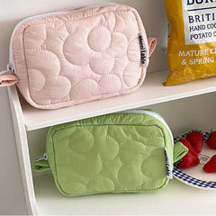 Women's Candy Cosmetic Bag Zipper Quilting Embroidery Handbag