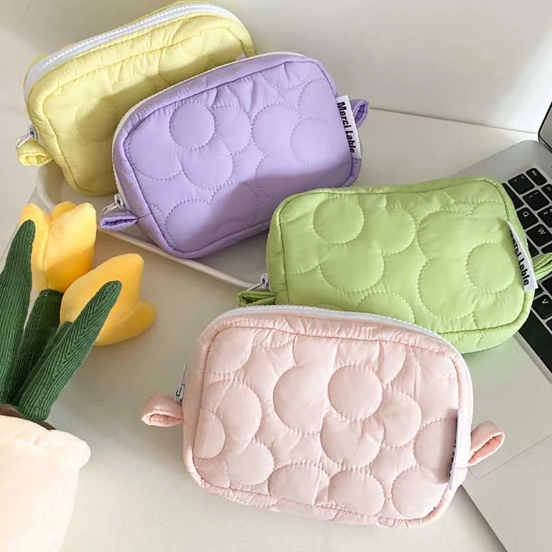 Women's Candy Cosmetic Bag Zipper Quilting Embroidery Handbag