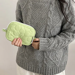 Women's Candy Cosmetic Bag Zipper Quilting Embroidery Handbag