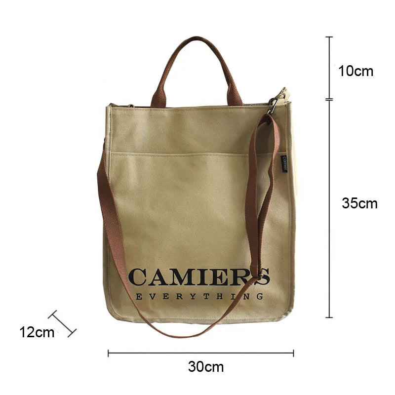 Women's Canvas Bag File Handbag Letter Printing Shoulder Messenger Bags