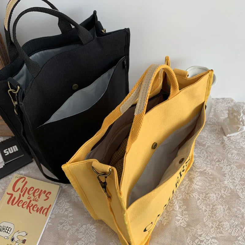 Women's Canvas Bag File Handbag Letter Printing Shoulder Messenger Bags