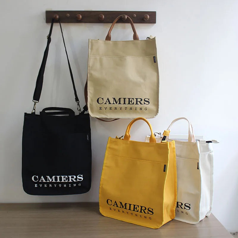 Women's Canvas Bag File Handbag Letter Printing Shoulder Messenger Bags