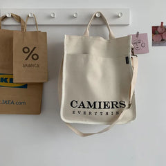 Women's Canvas Bag File Handbag Letter Printing Shoulder Messenger Bags