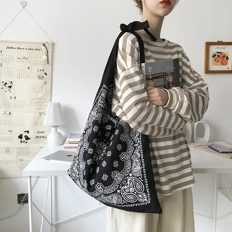 Women's Canvas Shoulder Bag Casual Tote Reusable Shopping Bag Handbag