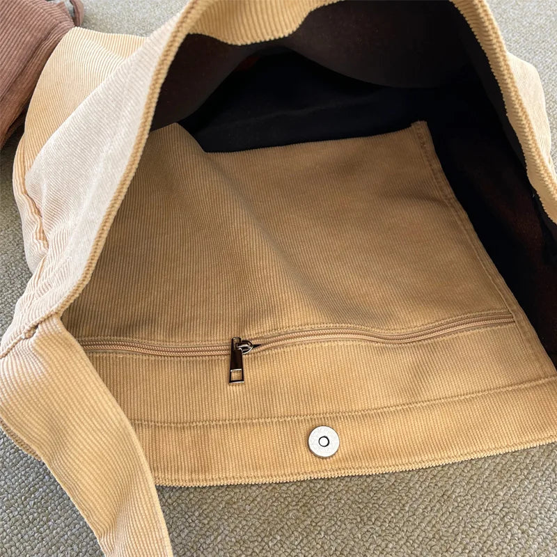 Corduroy Hobo Tote Bag for Women Casual Crossbody Shoulder Bag