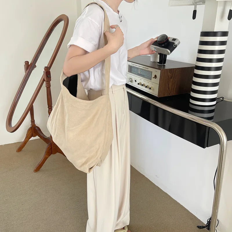 Corduroy Hobo Tote Bag for Women Casual Crossbody Shoulder Bag