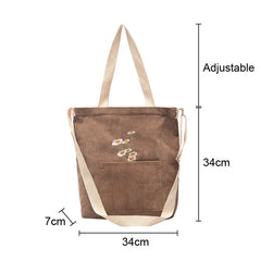 Corduroy Shoulder Messenger Bag Canvas Ladies Casual Totes Shopping Bags