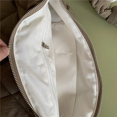 Large Capacity Nylon Shoulder Bag Vintage Tote Handbag with Zipper