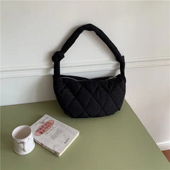 Large Capacity Nylon Shoulder Bag Vintage Tote Handbag with Zipper