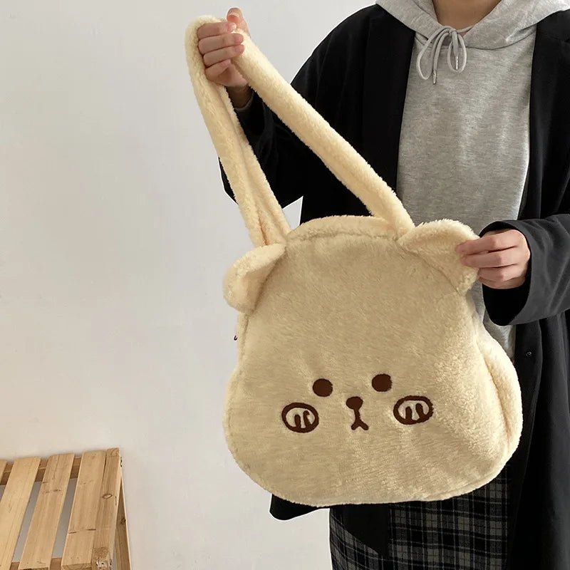 Women's Plush Bear Shoulder Bag Autumn Winter Lady Handbag