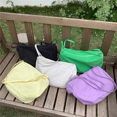 Solid Nylon Shoulder Bag Casual Tote Female Handbag With Zipper