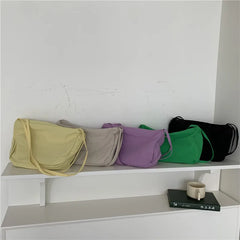 Solid Nylon Shoulder Bag Casual Tote Female Handbag With Zipper