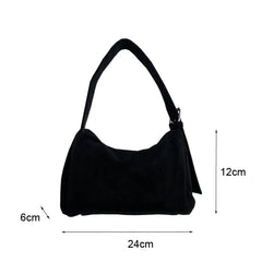Women's Corduroy Shoulder Bag with Zipper