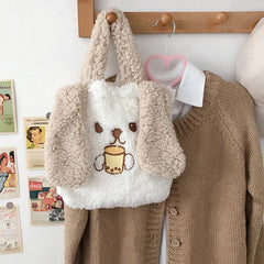Plush Shoulder Bag Girls Purse Handbag Totes Cartoon Design