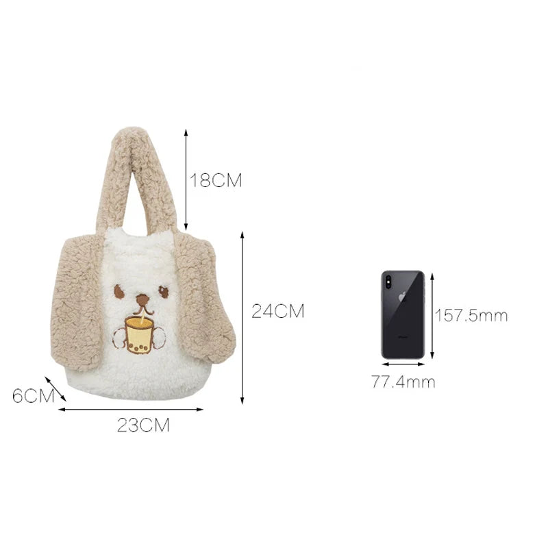 Plush Shoulder Bag Girls Purse Handbag Totes Cartoon Design