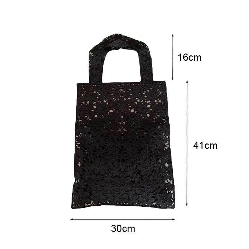 Woven Shoulder Bag Hook Flower Lace Tote Bags Summer Beach Cotton Portable