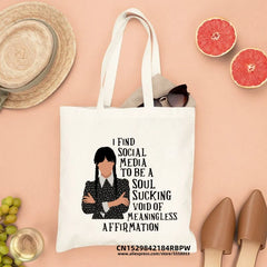 Wednesday Addams Canvas Tote Bag Shopper Handbag Reusable Shopping Bags