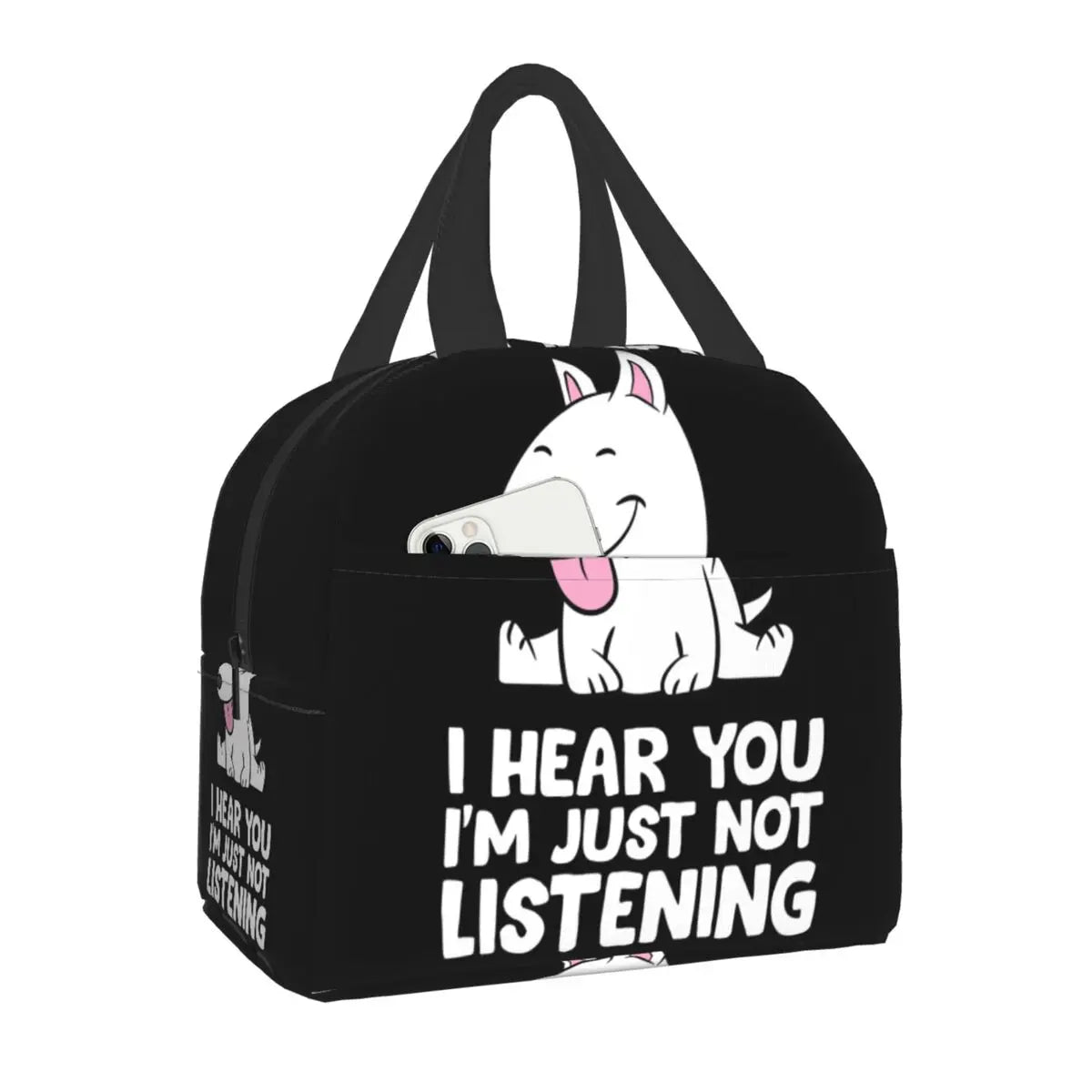 Funny Bull Terrier Insulated Lunch Bags for Women Dog Reusable Cooler