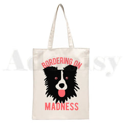 Border Collie Dog Harajuku Handbags Shoulder Bags Canvas Bag