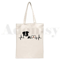 Border Collie Dog Harajuku Handbags Shoulder Bags Canvas Bag