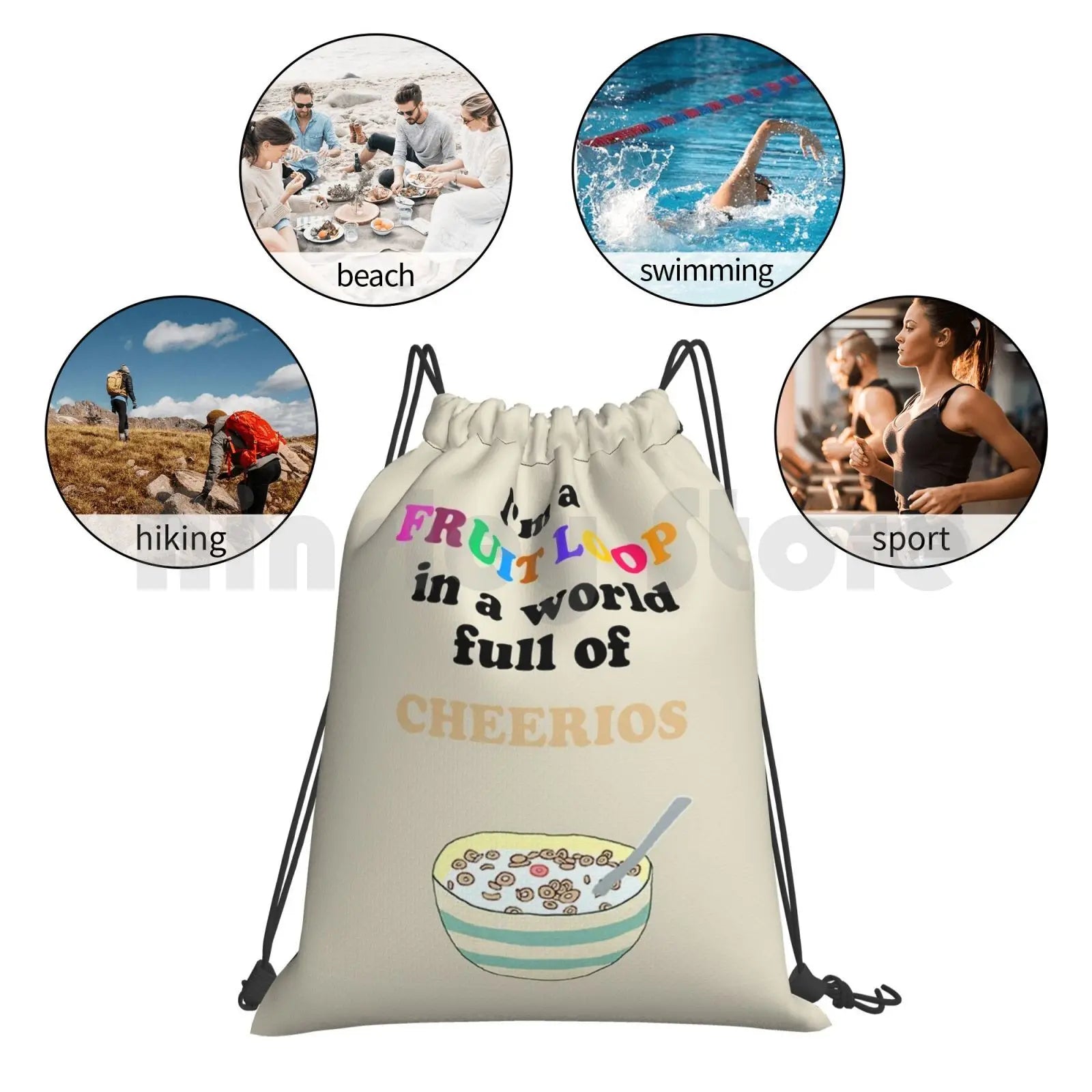 Fruit Loop in a Cheerios World Drawstring Bag