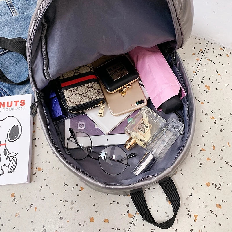 Casual Unisex Space Down Glossy Waterproof Backpack