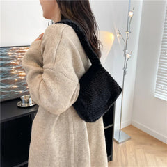 Women Winter Plush Shoulder Bag Soft Tote Faux Fur Purse
