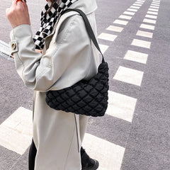 Women Space Cotton Padded Shoulder Bag Nylon Handbag Travel Purse