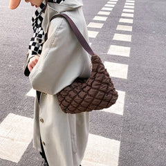 Women Space Cotton Padded Shoulder Bag Nylon Handbag Travel Purse