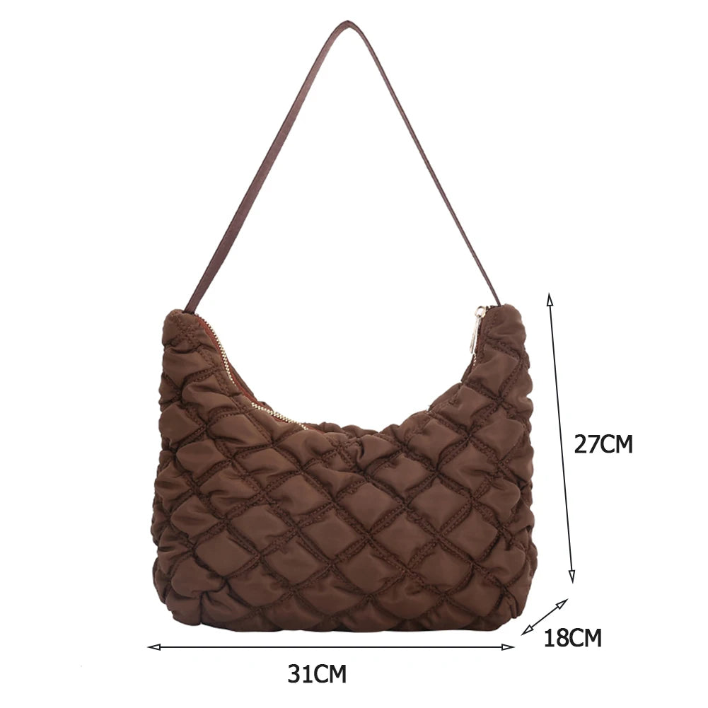 Women Space Cotton Padded Shoulder Bag Nylon Handbag Travel Purse